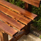 Rustic Solid Wood Outdoor Bench with Sculptural Backrest and Waterproof Finish