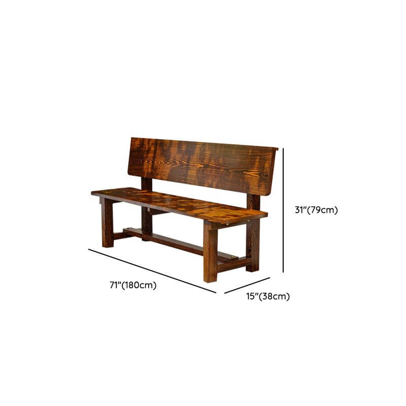 Rustic Solid Wood Outdoor Bench with Sculptural Backrest and Waterproof Finish Dimensions