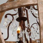 Rustic Wood and Crystal 5-Light Candle-Style Chandelier
