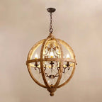 Rustic Wood and Crystal 5-Light Candle-Style Chandelier