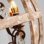 Rustic Wood and Crystal 5-Light Candle-Style Chandelier