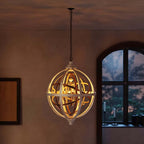 Rustic Wood and Crystal 5-Light Globe Chandelier