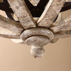 Rustic Wood and Crystal 5-Light Globe Chandelier