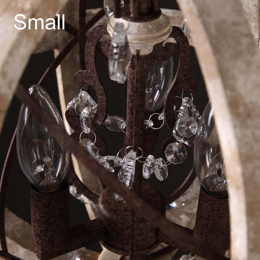 Rustic Wood and Crystal 5-Light Globe Chandelier