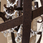 Rustic Wood and Crystal 5-Light Globe Chandelier