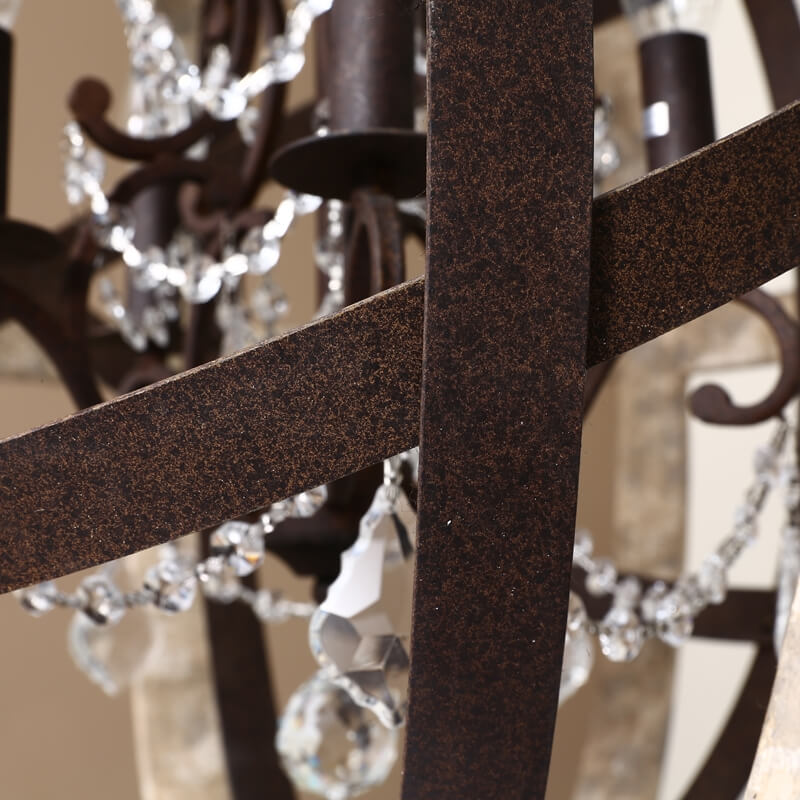 Rustic Wood and Crystal 5-Light Globe Chandelier