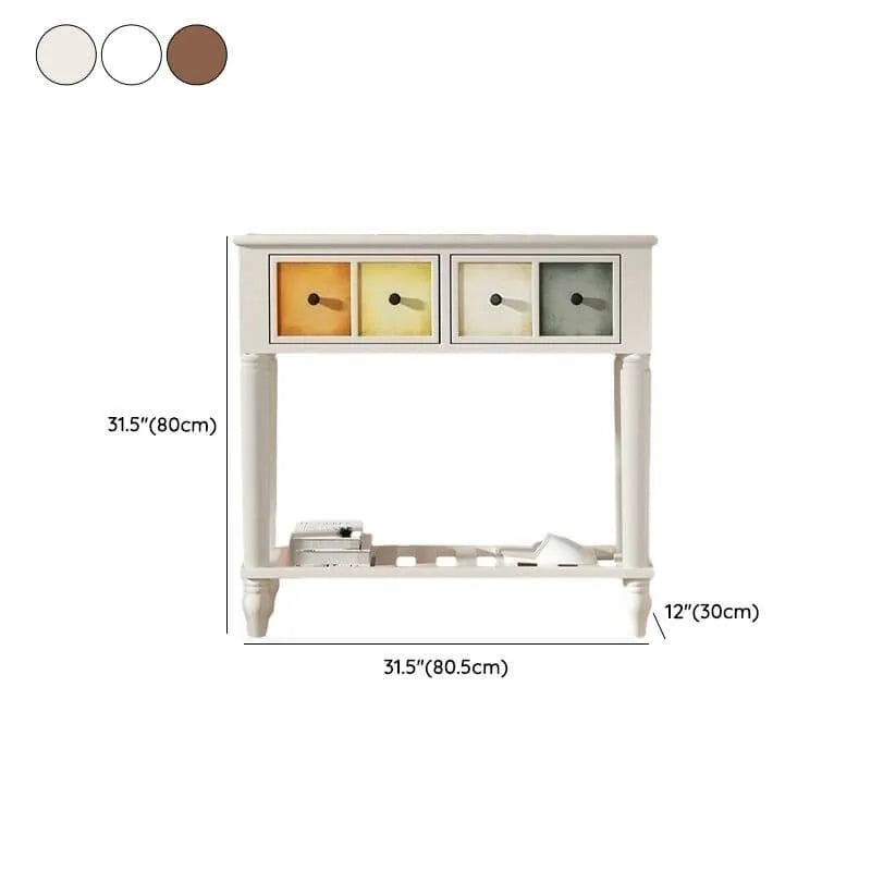Rustic Wood Console Table with Drawers and Open Shelf Dimensions
