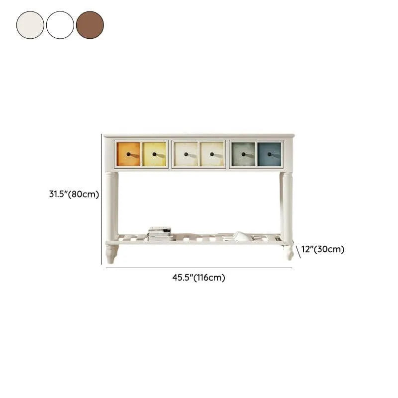Rustic Wood Console Table with Drawers and Open Shelf Dimensions