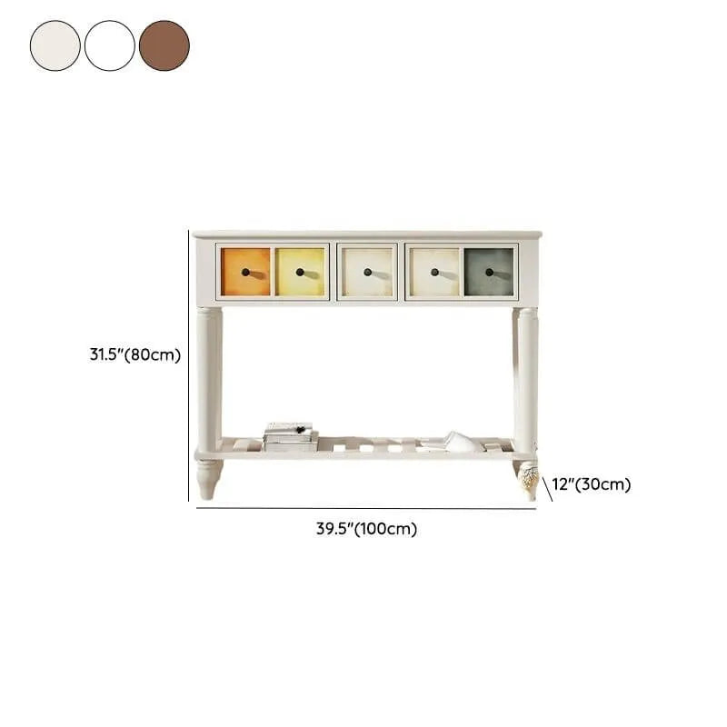 Rustic Wood Console Table with Drawers and Open Shelf Dimensions