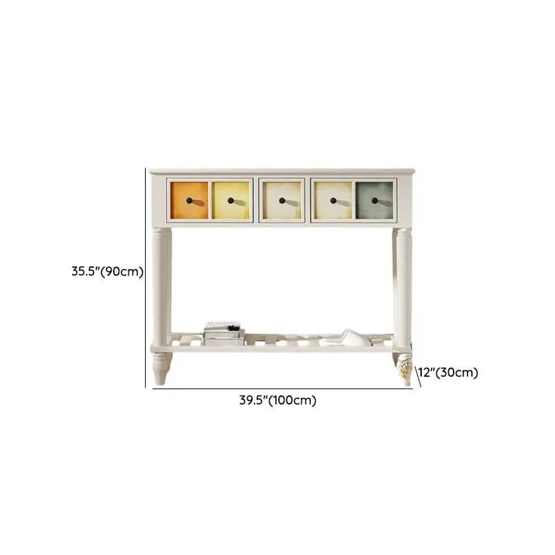 Rustic Wood Console Table with Drawers and Open Shelf Dimensions