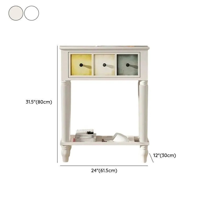 Rustic Wood Console Table with Drawers and Open Shelf Dimensions