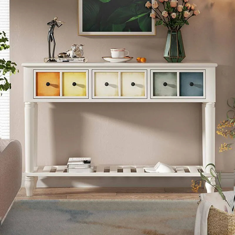 Rustic Wood Console Table with Drawers and Open Shelf Main Product Image Main image