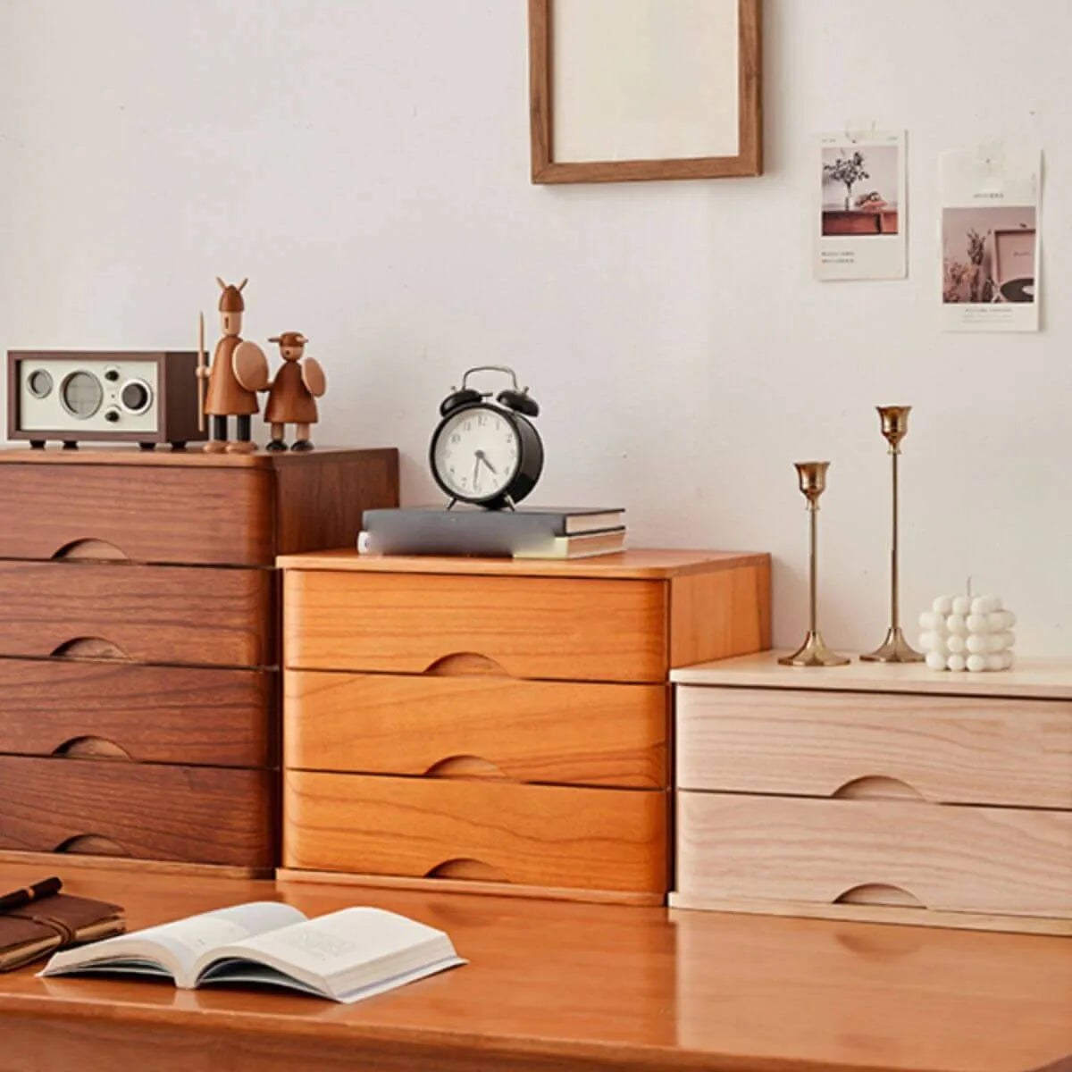 Rustic Wood Desktop Filing Cabinet Series With Shelf Storage