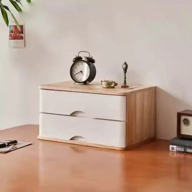 Rustic Wood Desktop Filing Cabinet Series With Shelf Storage