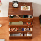 Rustic Wood Desktop Filing Cabinet Series With Shelf Storage