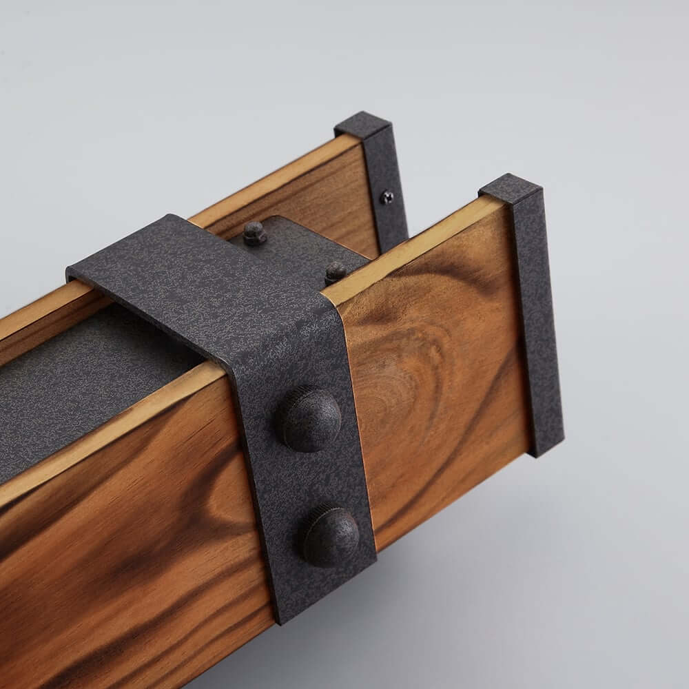 Rustic Wood Linear Island Pendant Light with Adjustable Chain