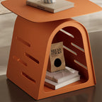 Saddle Leather Arched Side Table, Multifunctional Pet-Friendly Nightstand