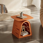 Saddle Leather Arched Side Table, Multifunctional Pet-Friendly Nightstand