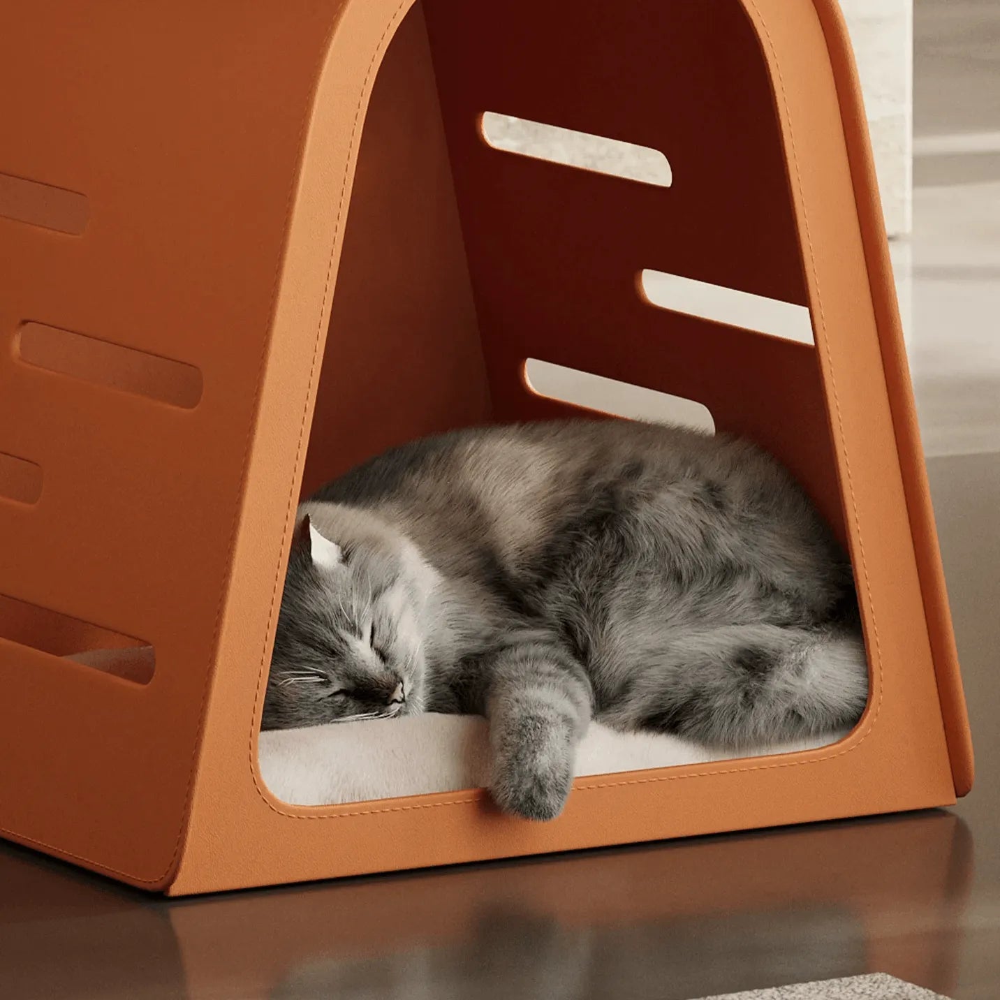 Saddle Leather Arched Side Table, Multifunctional Pet-Friendly Nightstand