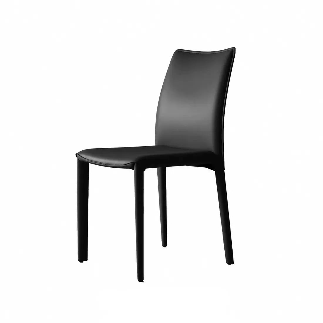 Saddle Leather Dining Chair Series with Sculpted Curves and Stackable Form