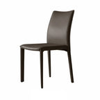 Saddle Leather Dining Chair Series with Sculpted Curves and Stackable Form