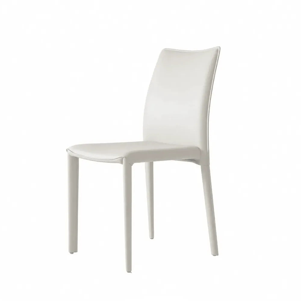 Saddle Leather Dining Chair Series with Sculpted Curves and Stackable Form
