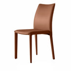 Saddle Leather Dining Chair Series with Sculpted Curves and Stackable Form