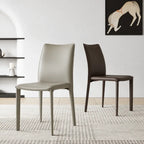 Saddle Leather Dining Chair Series with Sculpted Curves and Stackable Form