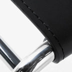Saddle Leather Dining Chair with Bauhaus Lines and Steel Frame