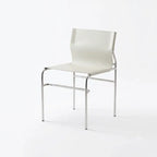 Saddle Leather Dining Chair with Bauhaus Lines and Steel Frame