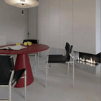 Saddle Leather Dining Chair with Bauhaus Lines and Steel Frame