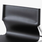 Saddle Leather Dining Chair with Bauhaus Lines and Steel Frame