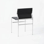 Saddle Leather Dining Chair with Bauhaus Lines and Steel Frame
