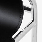 Saddle Leather Dining Chair with Bauhaus Lines and Steel Frame