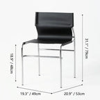 Saddle Leather Dining Chair with Bauhaus Lines and Steel Frame Dimensions
