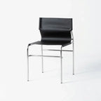 Saddle Leather Dining Chair with Bauhaus Lines and Steel Frame Main Product Image