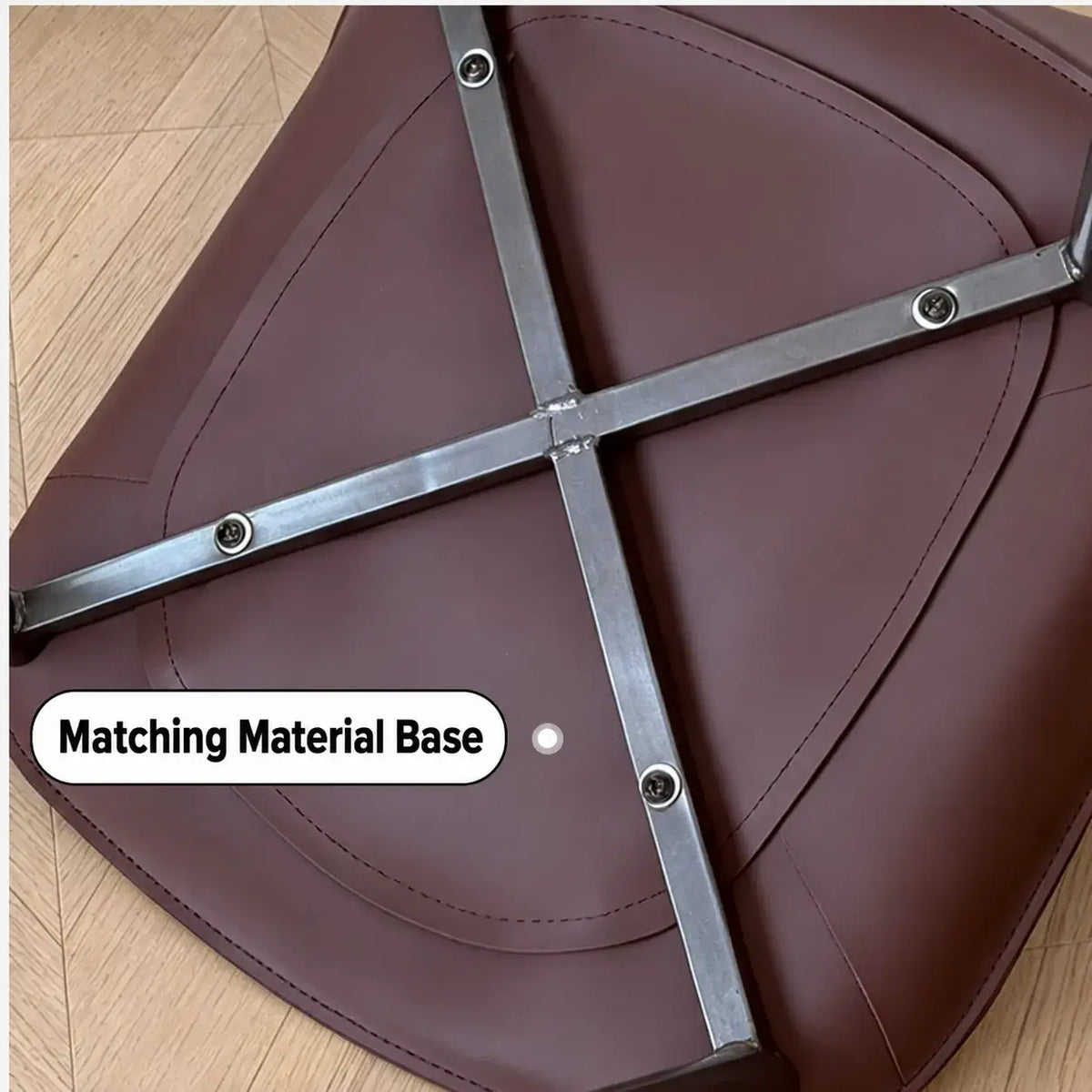 Saddle Leather Dining Chair with Sculpted Back and Slim Metal Legs