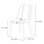 Saddle Leather Dining Chair with Sculpted Back and Slim Metal Legs Dimensions