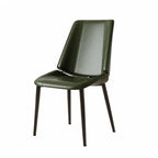 Saddle Leather Dining Chair with Sculpted Back and Slim Metal Legs Dimensions