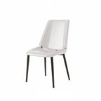 Saddle Leather Dining Chair with Sculpted Back and Slim Metal Legs Dimensions