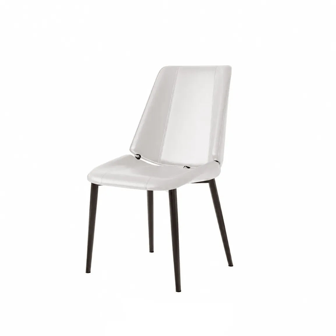 Saddle Leather Dining Chair with Sculpted Back and Slim Metal Legs Dimensions