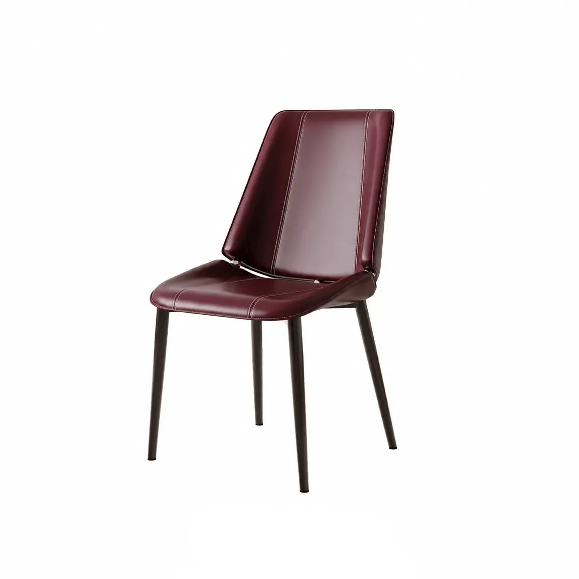 Saddle Leather Dining Chair with Sculpted Back and Slim Metal Legs Dimensions
