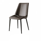 Saddle Leather Dining Chair with Sculpted Back and Slim Metal Legs Dimensions