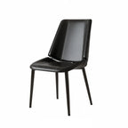 Saddle Leather Dining Chair with Sculpted Back and Slim Metal Legs Dimensions