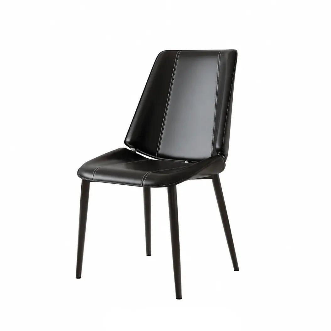 Saddle Leather Dining Chair with Sculpted Back and Slim Metal Legs Dimensions