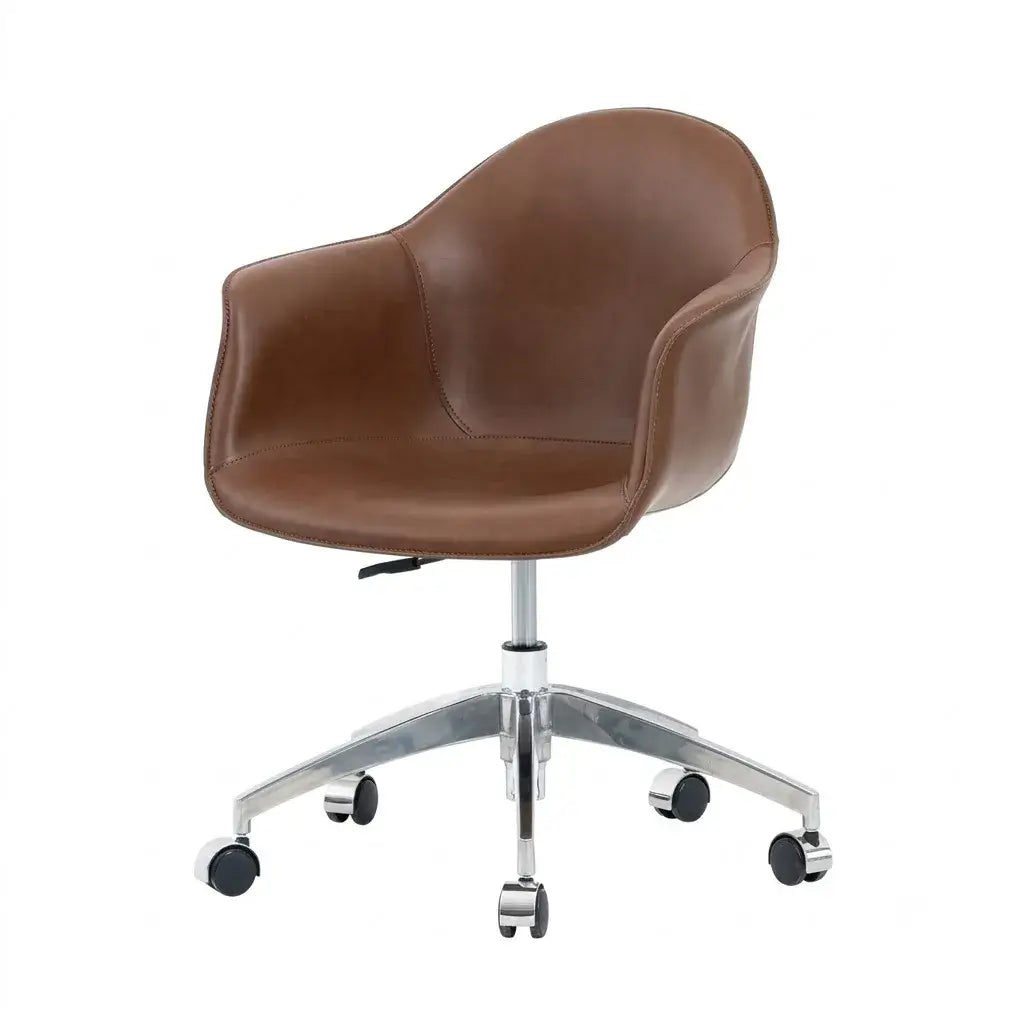 Saddle Leather Office Chair with Sculpted C-Curve Back and Swivel Lift Base Main Product Image