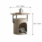Saddle Leather Side Table With Pet-Friendly Nook, Multifunctional Nightstand Dimensions