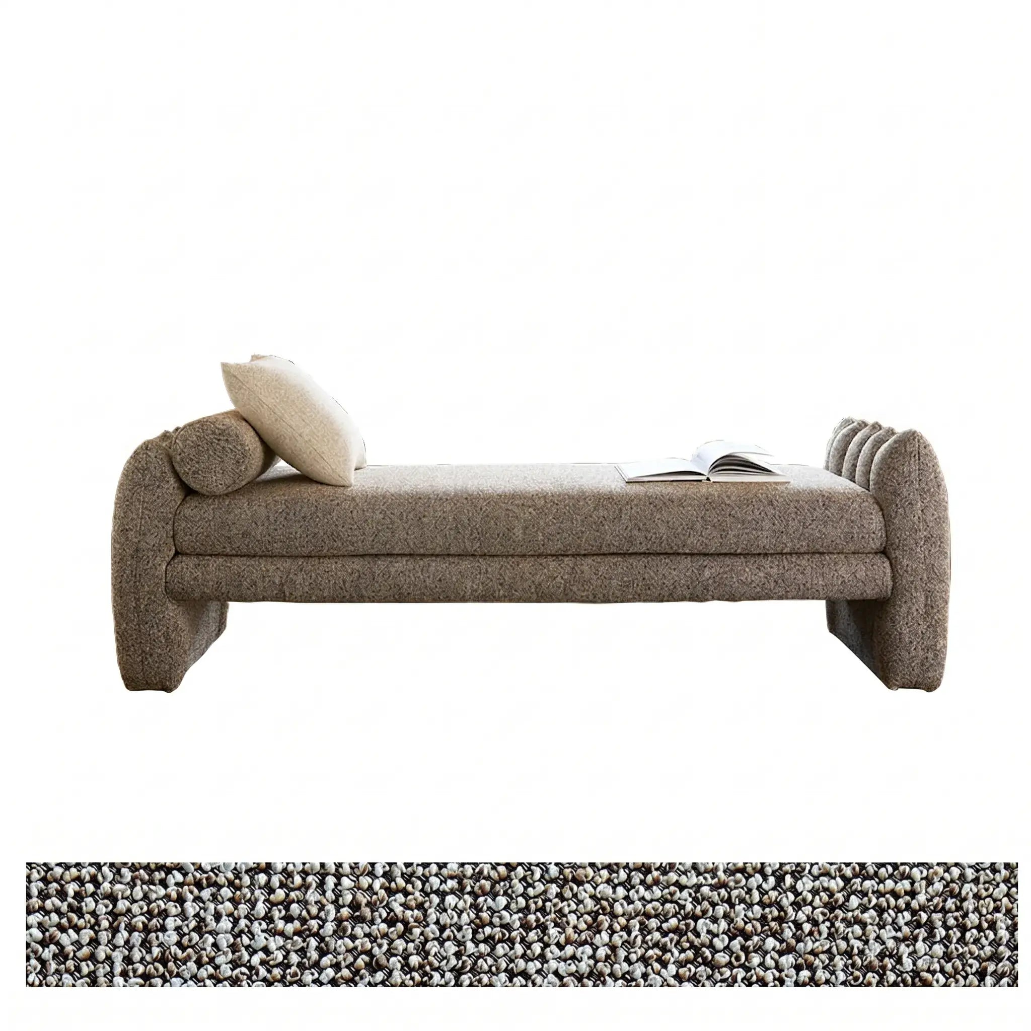 Scalloped Fabric Bedroom Bench with Solid Wood Frame and High-Density Cushioning