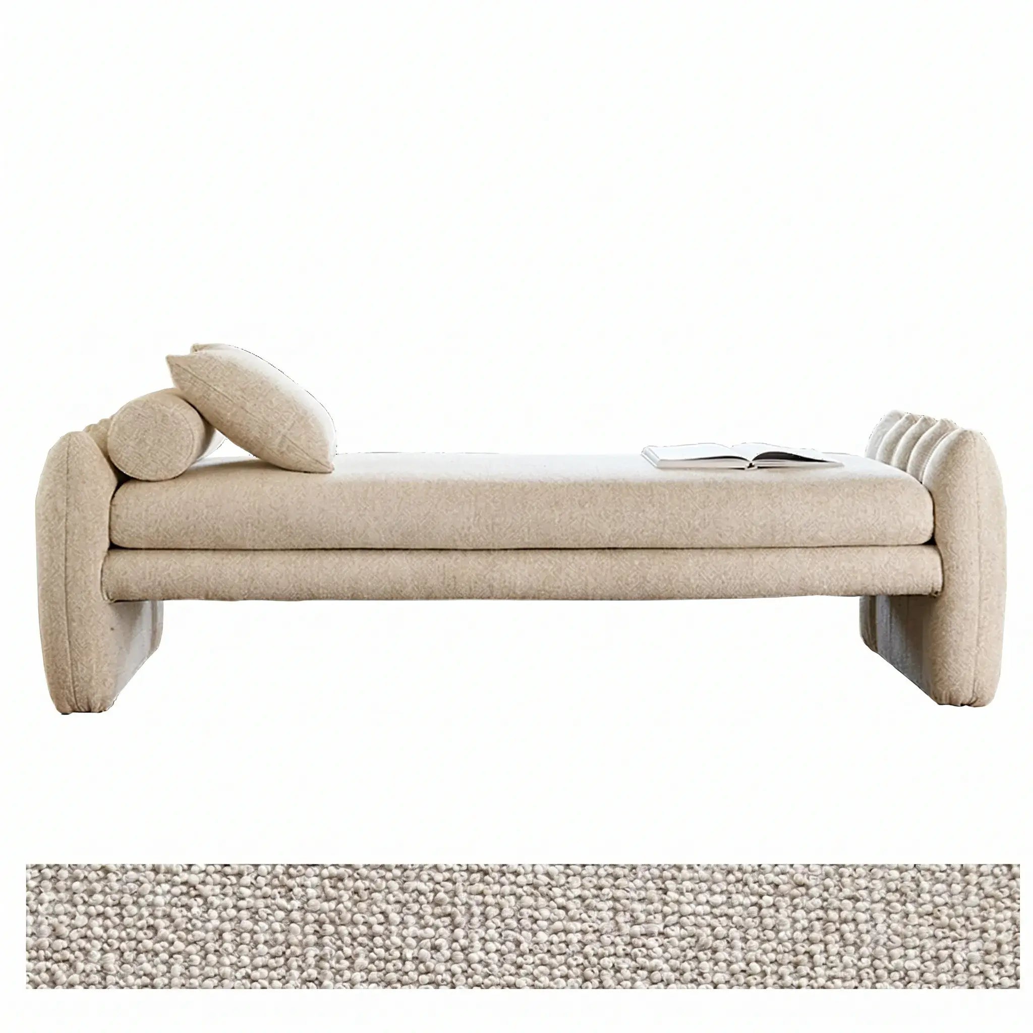 Scalloped Fabric Bedroom Bench with Solid Wood Frame and High-Density Cushioning