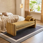 Scalloped Fabric Bedroom Bench with Solid Wood Frame and High-Density Cushioning
